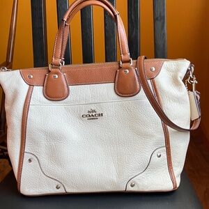 Coach Cream and Brown Leather Tote